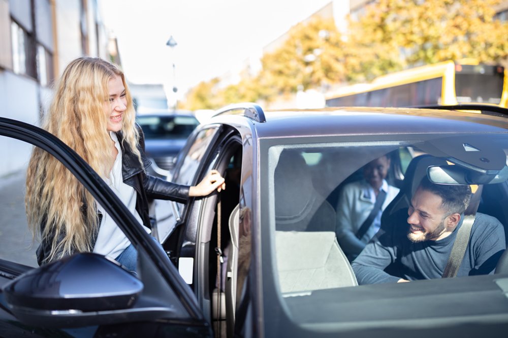 Commuters carpooling to work