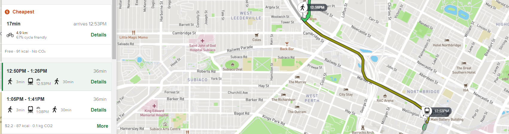 Screen capture of the Your Move Journey Planner
