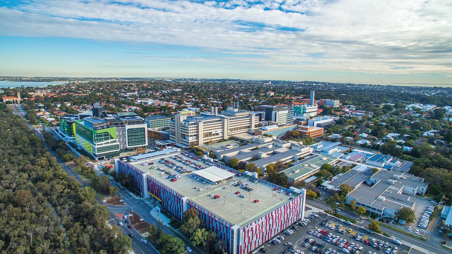 QE11 campus from drone