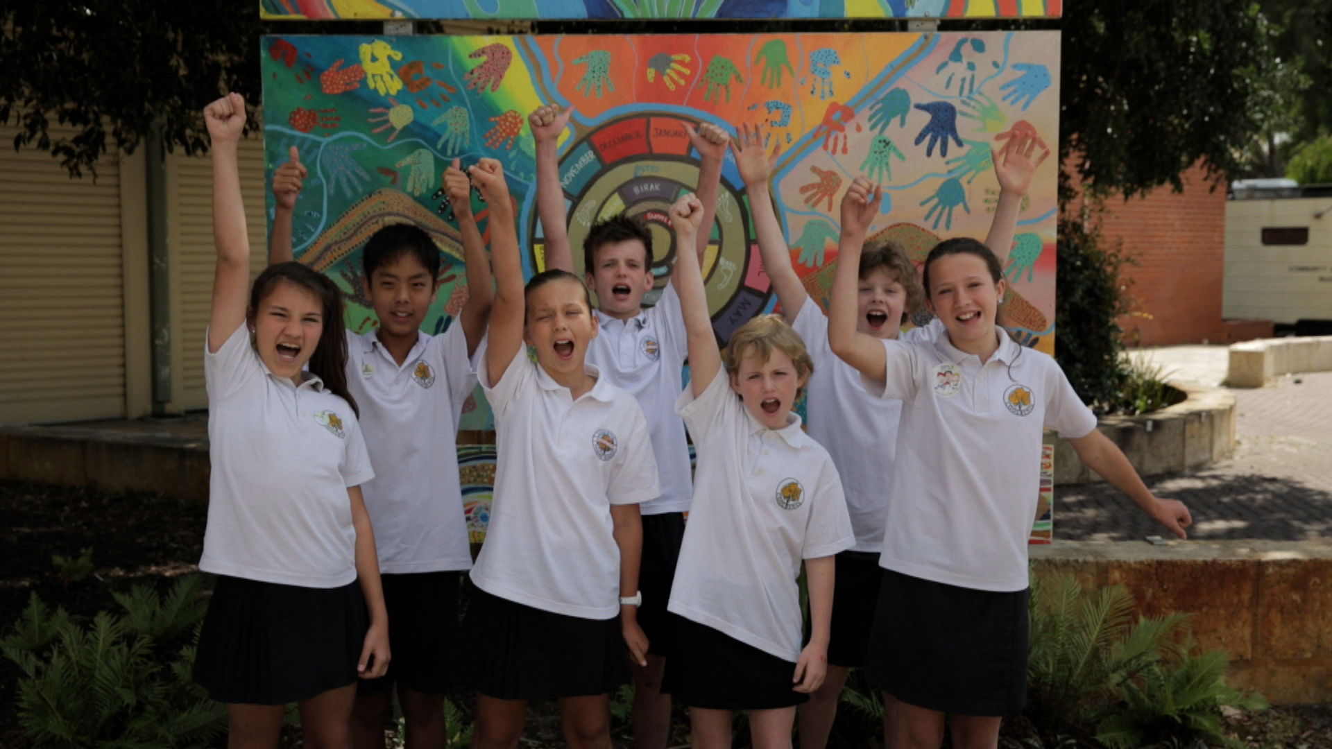 School team celebrating